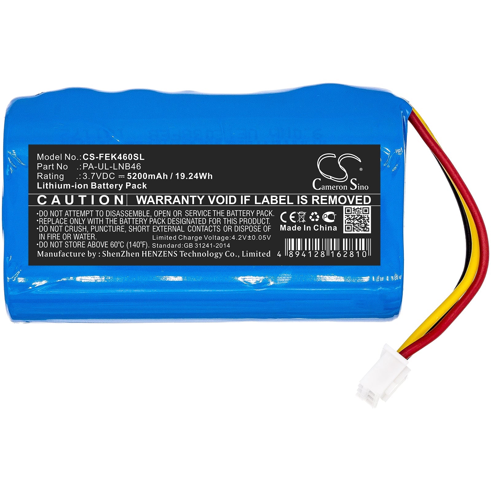 Li-ion Battery fits Fey Elektronik, Pa-ul-lnb46 3.7V, 5200mAh Battery Pack Cameron Sino Technology Limited