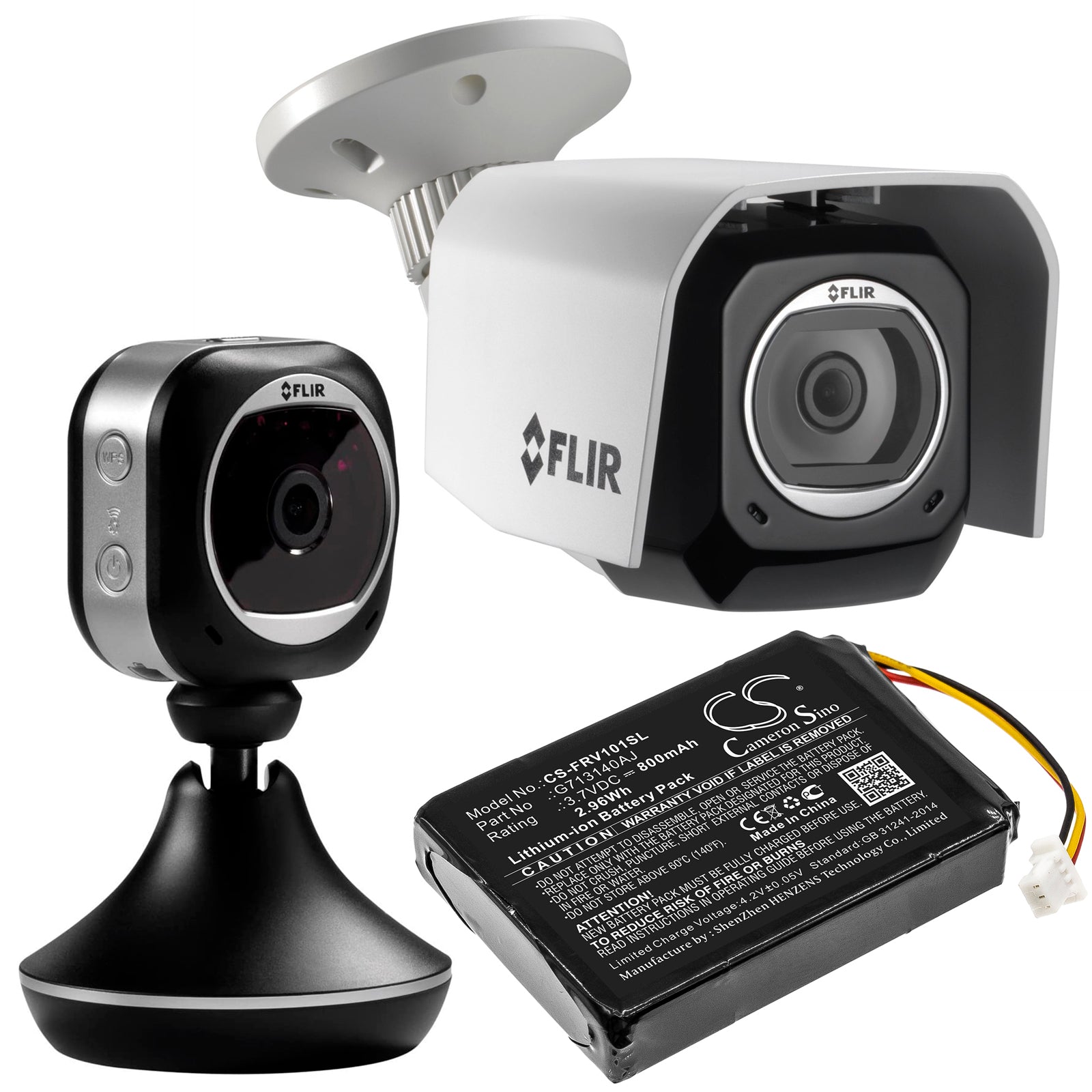 Li-ion Battery fits Flir, Fx, Fxv101 3.7V, 800mAh Home Security Camera Cameron Sino Technology Limited