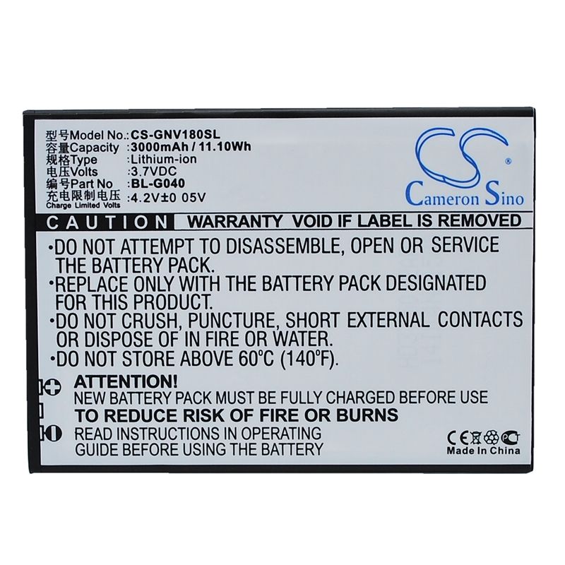 Li-ion Battery fits Fly, energie 3, iq4403, gionee 3.7V, 3000mAh Communications Cameron Sino Technology Limited (Suspended)