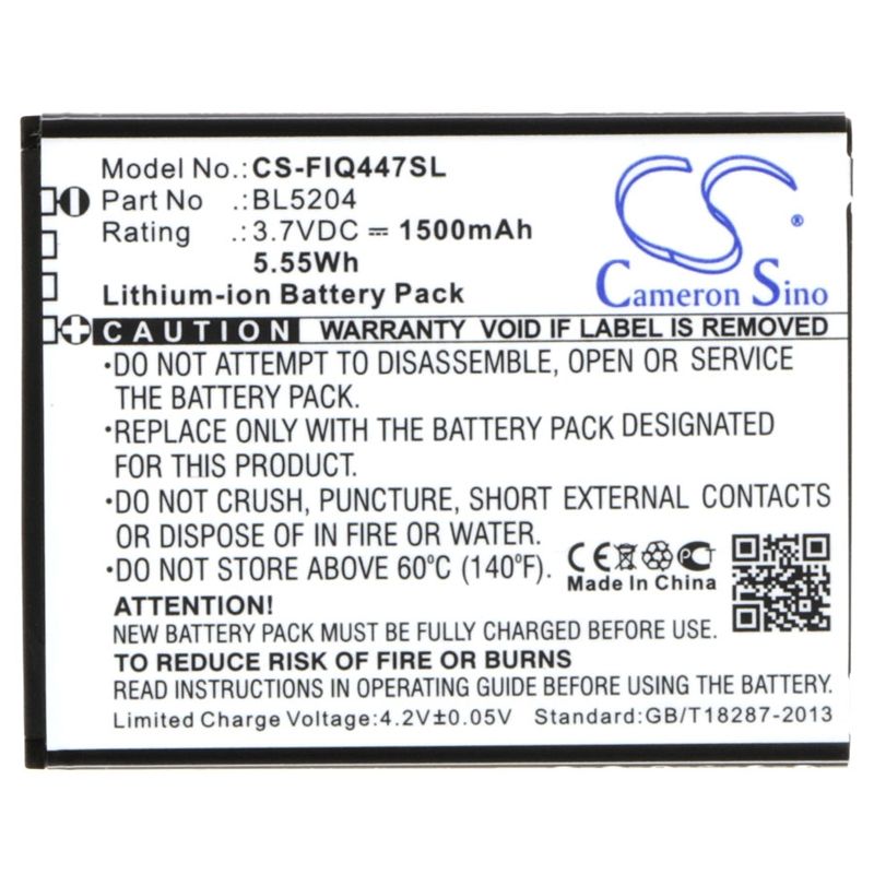 Li-ion Battery fits Fly, era life 1, iq447 3.7V, 1500mAh Mobile & SmartPhone Cameron Sino Technology Limited
