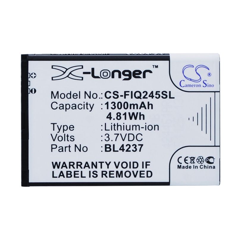 Li-ion Battery fits Fly, iq245, iq245 wizard, iq246 3.7V, 1300mAh Mobile & SmartPhone Cameron Sino Technology Limited