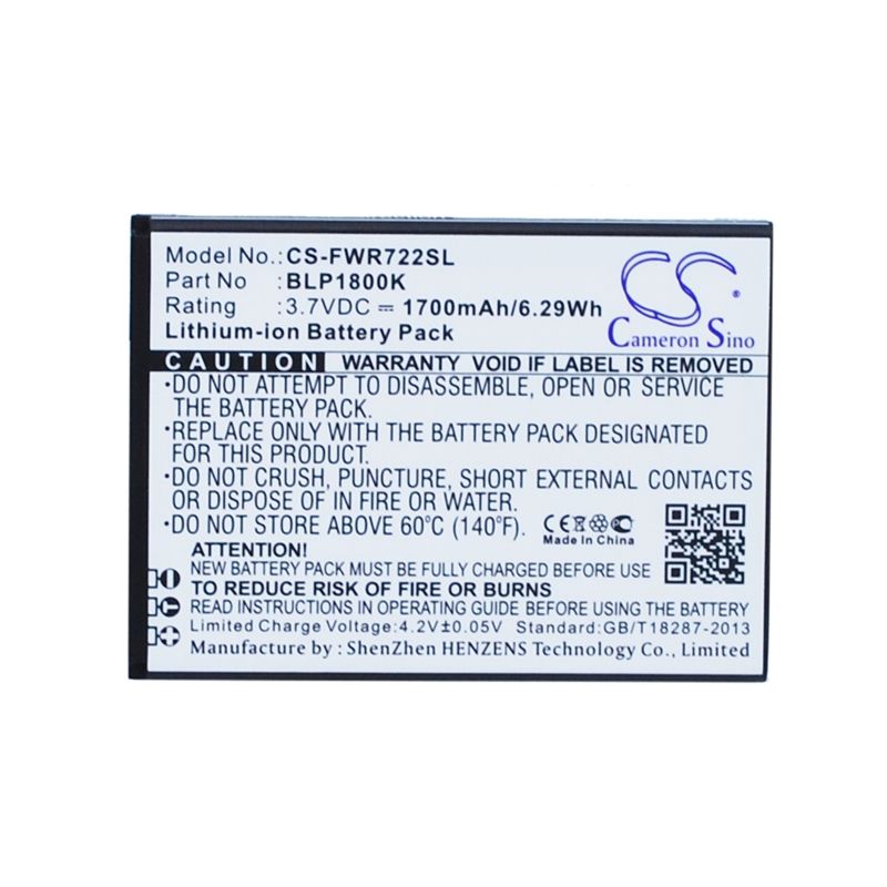 Li-ion Battery fits Franklin Wireless, R722, R774, R775 3.7V, 1700mAh Hotspot Cameron Sino Technology Limited