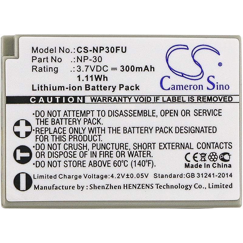 Li-ion Battery fits Fujifilm, Finepix F440, Finepix F440 Zoom, Finepix F450 3.7V, 300mAh Camera Cameron Sino Technology Limited
