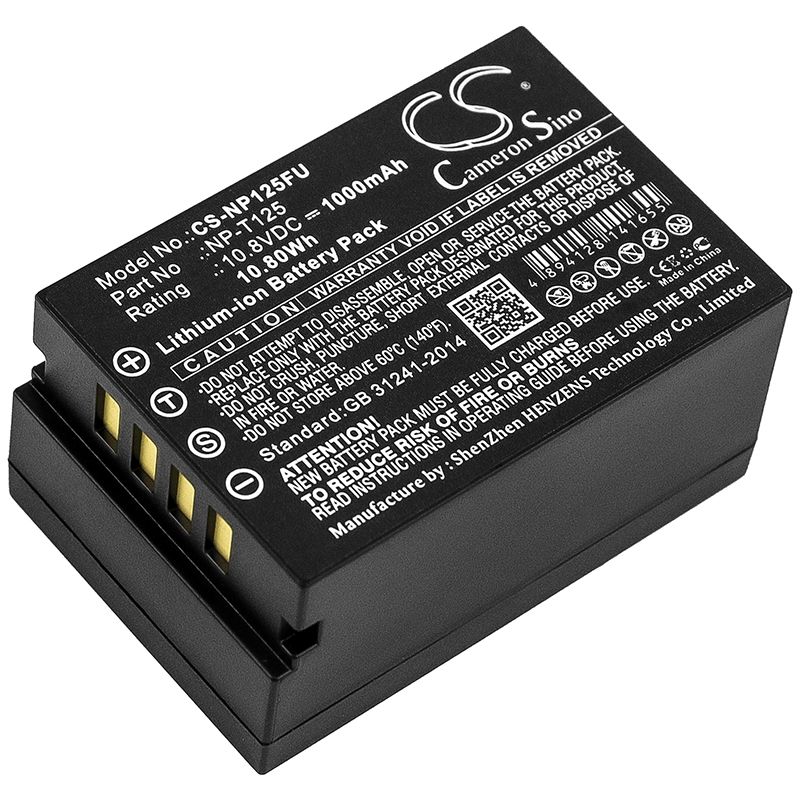 Li-ion Battery fits Fujifilm, Gfx 50s, Medium Format Gfx 10.8V, 1000mAh Camera Cameron Sino Technology Limited