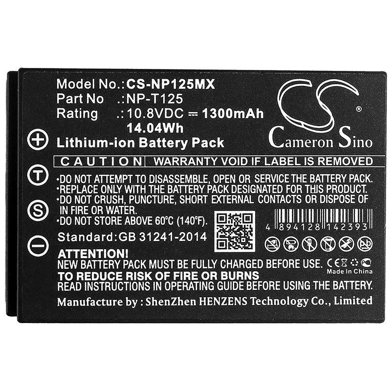 Li-ion Battery fits Fujifilm, Gfx 50s, Medium Format Gfx 10.8V, 1300mAh Camera Cameron Sino Technology Limited