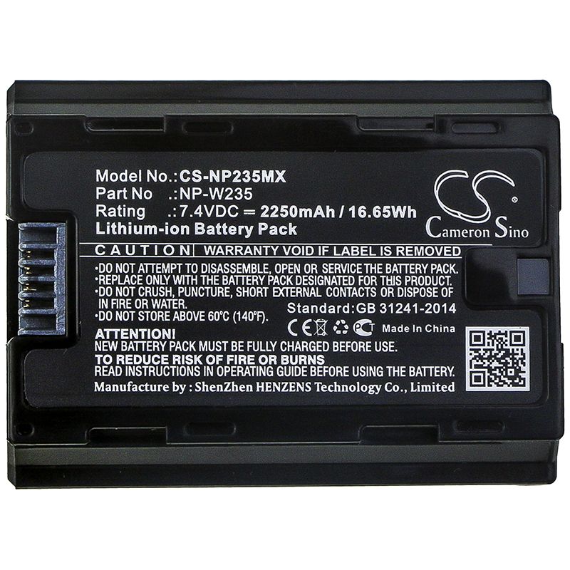 Li-ion Battery fits Fujifilm, X-t4 7.4V, 2250mAh Camera Cameron Sino Technology Limited