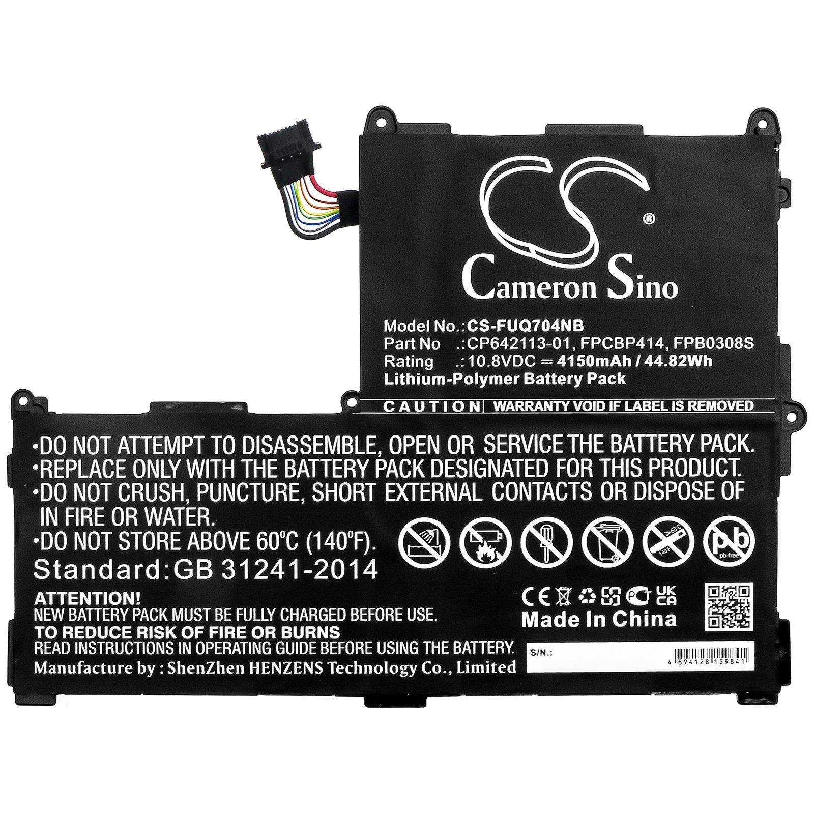 Li-ion Battery fits Fujitsu, Cp642113-01, Fpb0308s, Fpcbp414 10.8V, 4150mAh Notebook & Laptop Cameron Sino Technology Limited