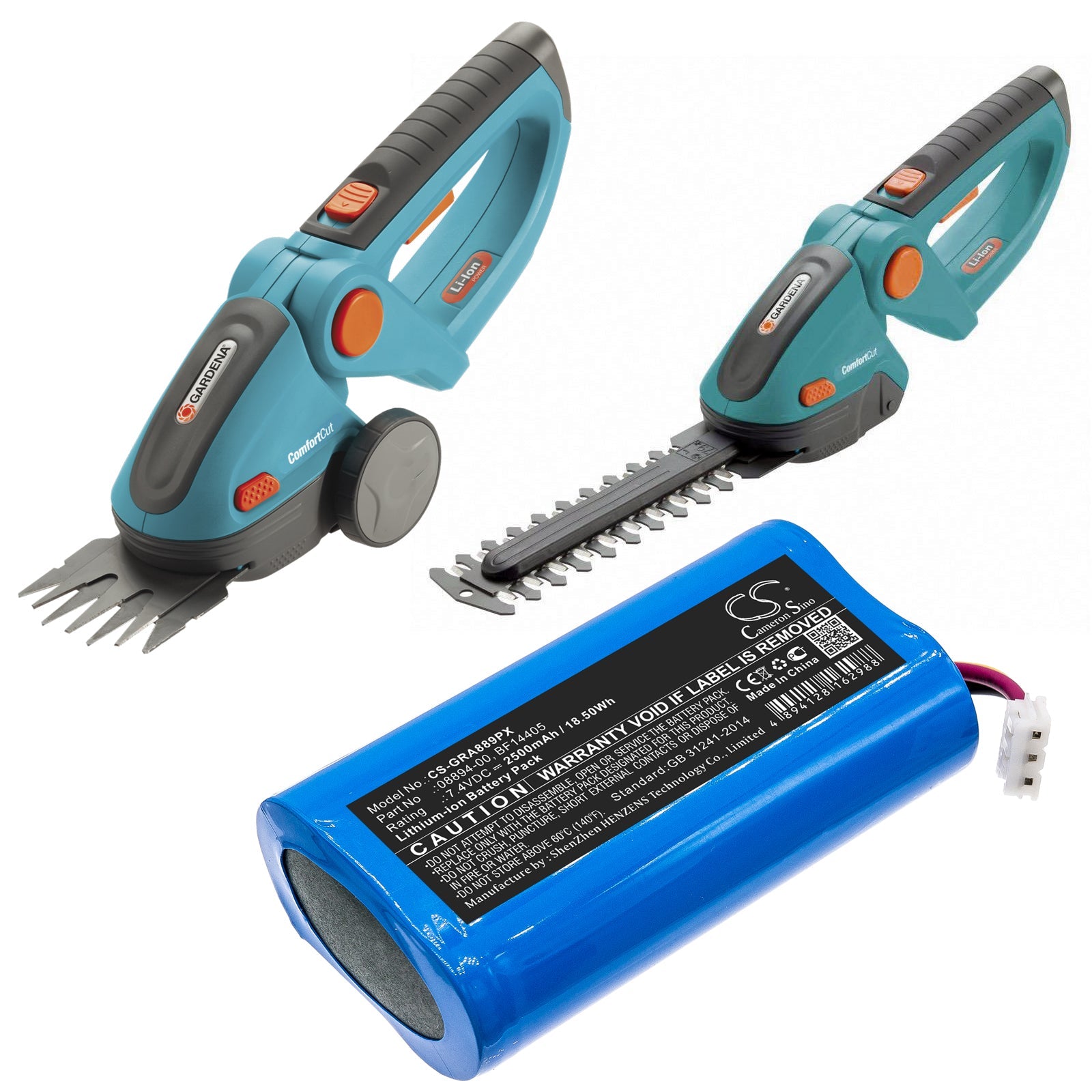 Li-ion Battery fits Gardena, Comfortcut 8893, Comfortcut 8895 7.4V, 2500mAh Gardening Tools Cameron Sino Technology Limited