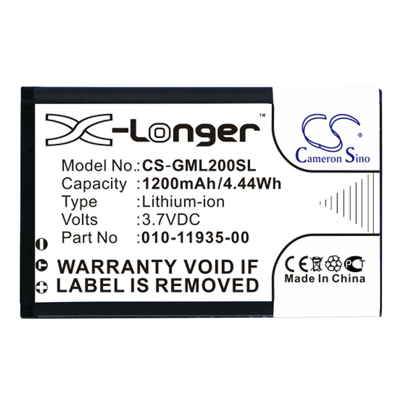 Li-ion Battery fits Garmin, 010-01055-15, 010-02184-01 3.7V, 1200mAh GPS & Navigator Cameron Sino Technology Limited