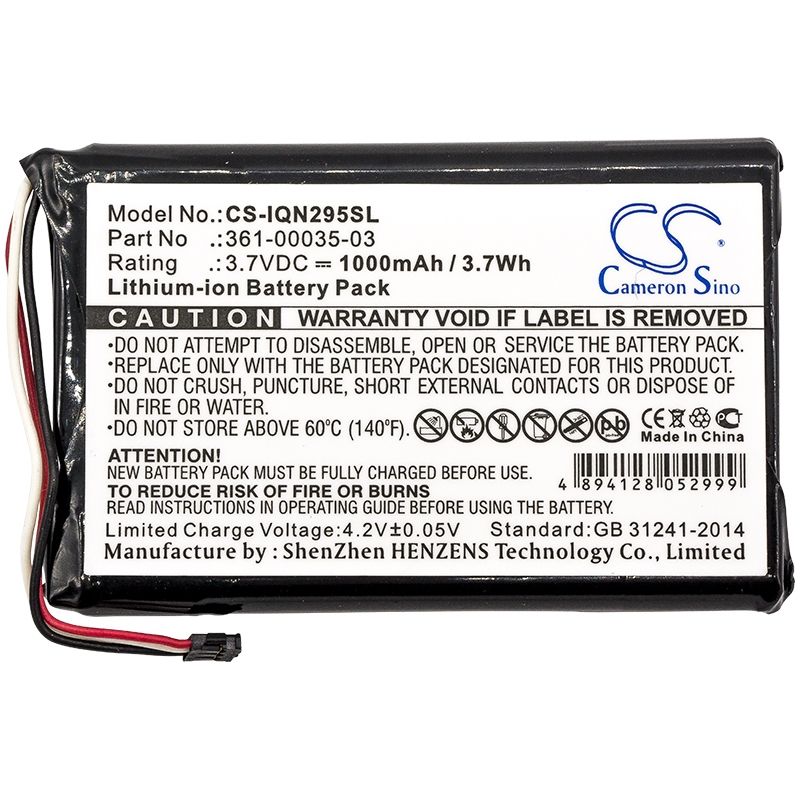 Li-ion Battery fits Garmin, 010-01316-00, A3avdg03, Nuvi 2405 3.7V, 1000mAh Bicycles Flashlights Cameron Sino Technology Limited
