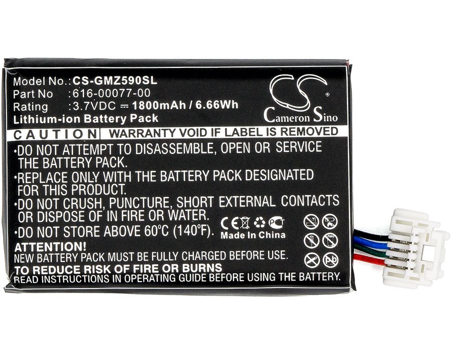 Li-ion Battery fits Garmin, 010-01603-10, Zumo 590 3.7V, 1800mAh GPS & Navigator Cameron Sino Technology Limited