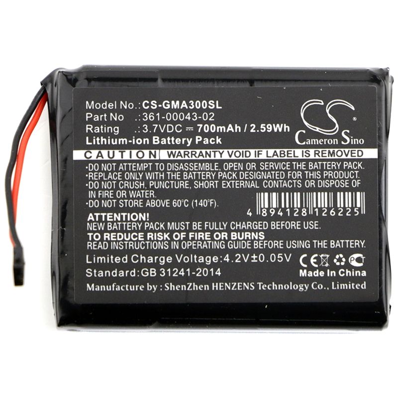 Li-ion Battery Fits Garmin, 010-01690-00, Approach G30 3.7v, 700mah GPS & Navigator Cameron Sino Technology Limited