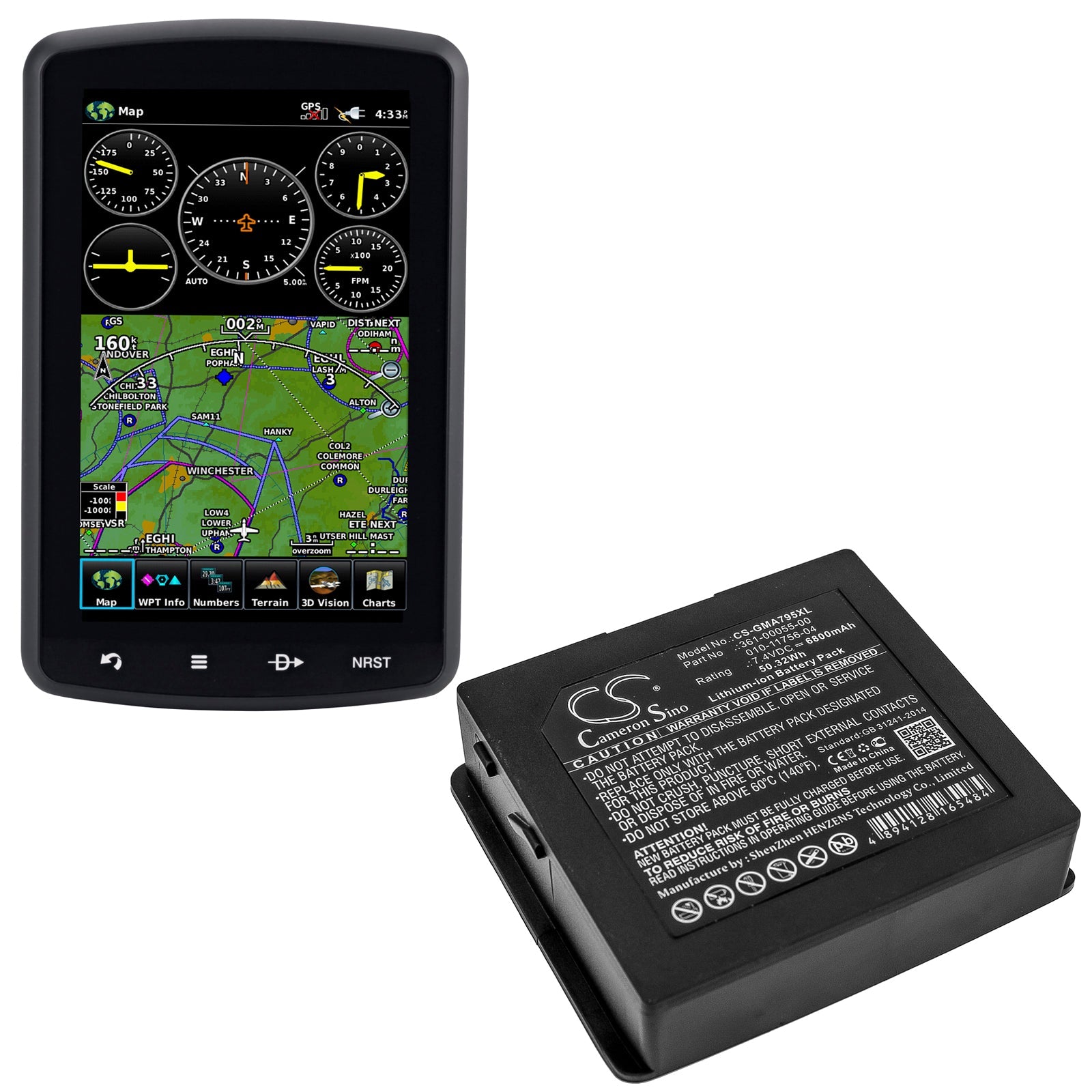 Li-ion Battery fits Garmin, Aera 795, Aera 796 7.4V, 6800mAh GPS & Navigator Cameron Sino Technology Limited
