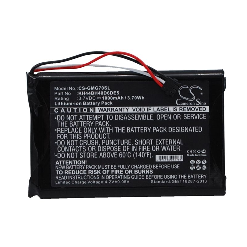 Li-ion Battery Fits Garmin, Approach G7 3.7v, 1000mah GPS & Navigator Cameron Sino Technology Limited