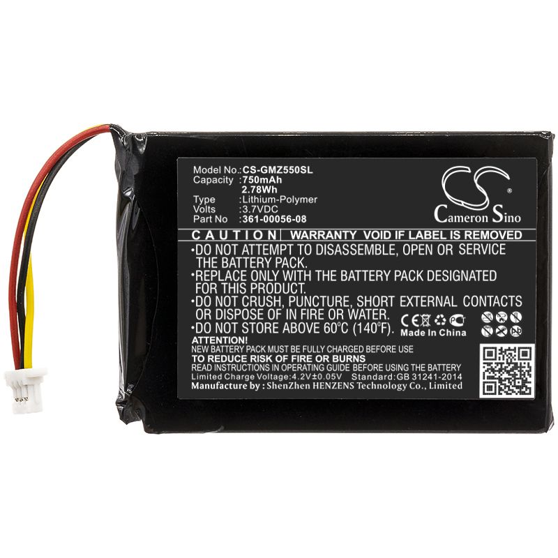 Li-ion Battery Fits Garmin, Drivesmart 5, Drivesmart 55 3.7v, 750mah GPS & Navigator Cameron Sino Technology Limited