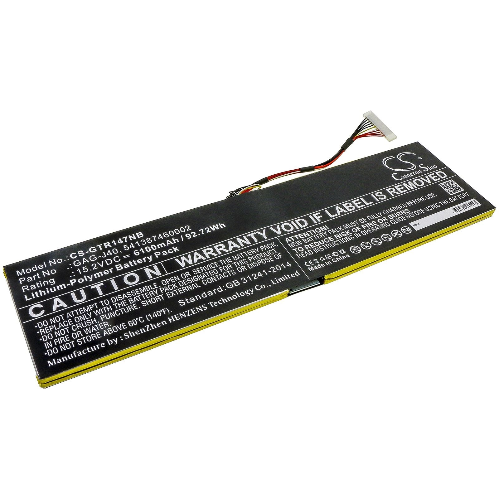 Li-ion Battery fits Gateway, Aero 14 K7 15.2V, 6100mAh Computer Cameron Sino Technology Limited
