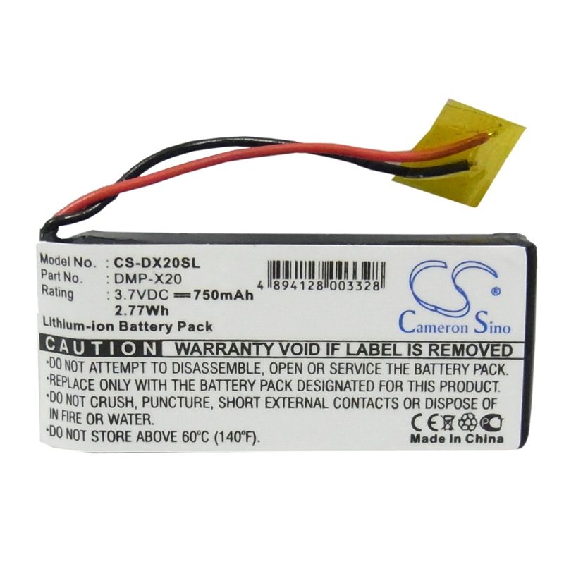 Li-ion Battery fits Gateway, Dmp-x20 Mp3 Player, Gateway 3.7V, 750mAh Media Player Cameron Sino Technology Limited