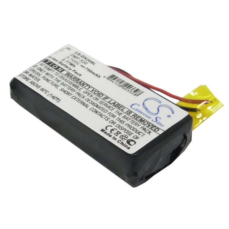 Li-ion Battery fits Gateway, Dmp-x20 Mp3 Player, Gateway 3.7V, 750mAh Media Player Cameron Sino Technology Limited