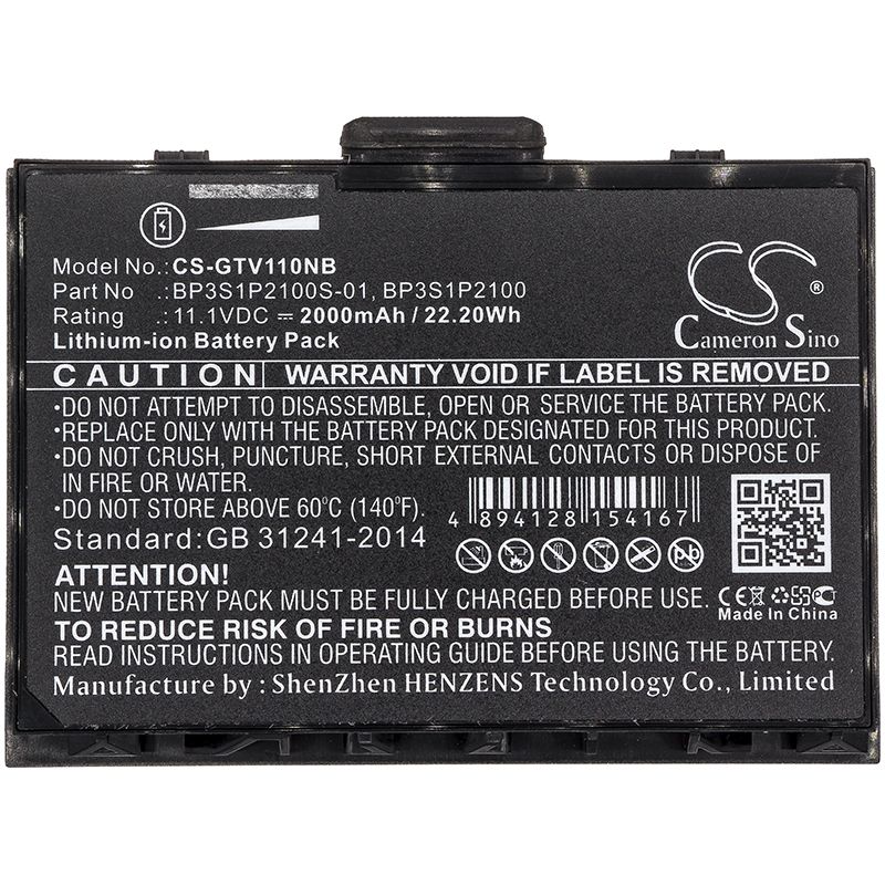 Li-ion Battery fits Getac, V110 11.1V, 2000mAh Computer Cameron Sino Technology Limited (Suspended)