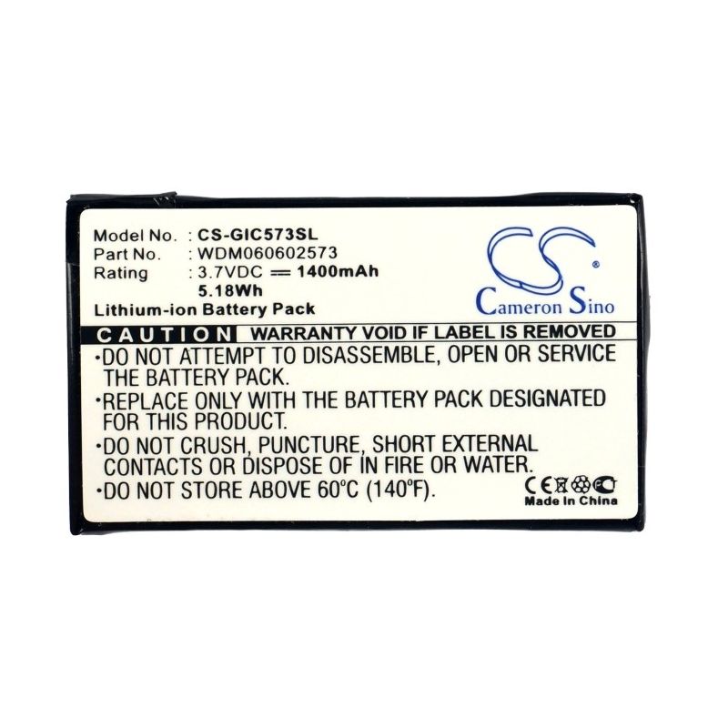 Li-ion Battery fits Gigabyte, Gc-ramdisk, Gc-ramdisk 1.1, Gc-ramdisk 1.2 3.7V, 1400mAh RAID Controller Cameron Sino Technology Limited
