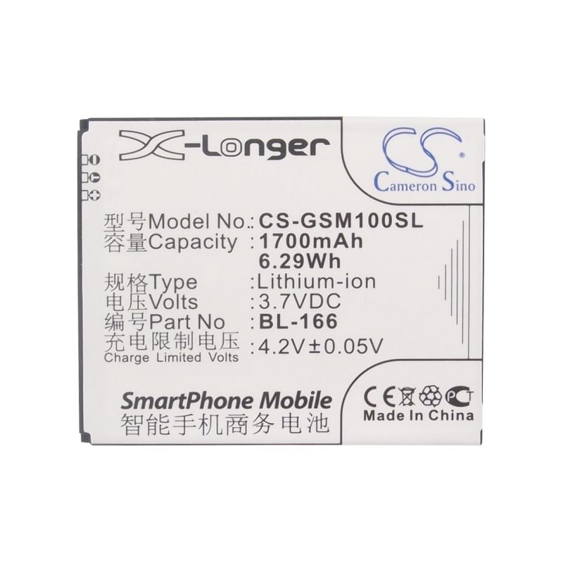 Li-ion Battery fits Gigabyte, gsmart maya m1, gsmart, i350 3.7V, 1700mAh Mobile & SmartPhone Cameron Sino Technology Limited