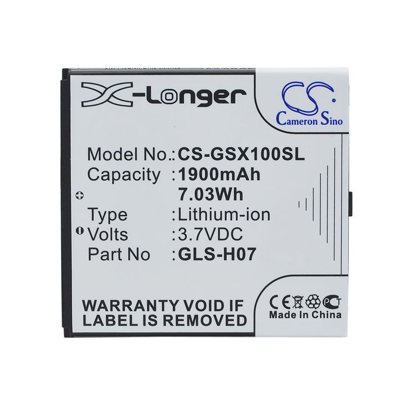 Li-ion Battery fits Gigabyte, gsmart simba sx1, gsmart, simba sx1 3.7V, 1900mAh Mobile & SmartPhone Cameron Sino Technology Limited