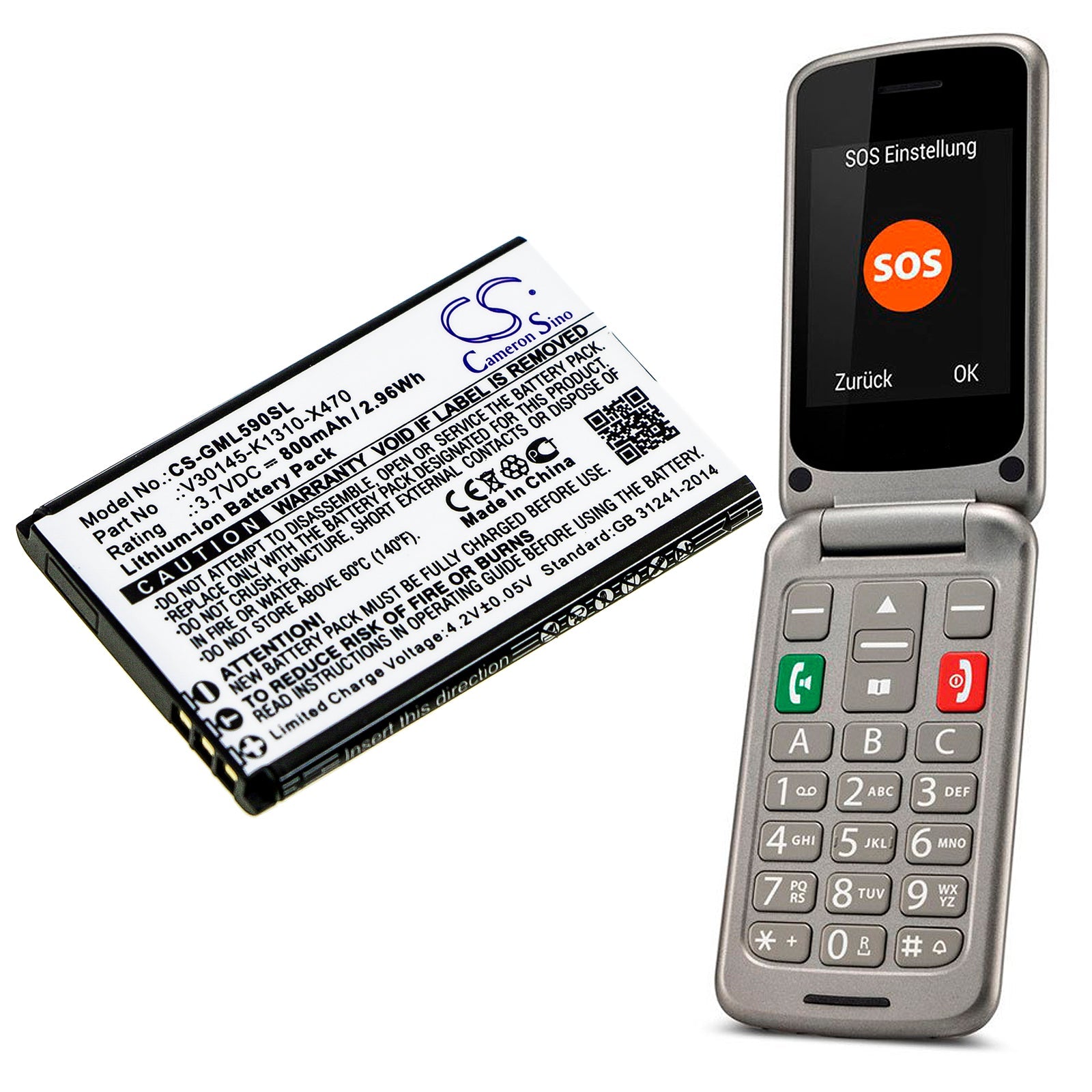 Li-ion Battery fits Gigaset, Gs110 3.8V, 2800mAh Mobile & SmartPhone Cameron Sino Technology Limited