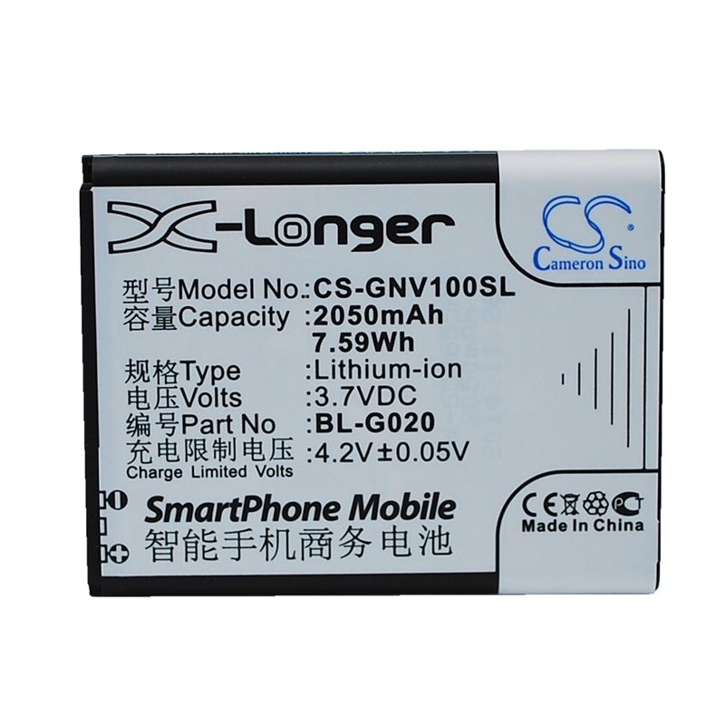 Li-ion Battery fits Gionee, a326, a809, gn787 3.7V, 2050mAh Communications Cameron Sino Technology Limited (Suspended)