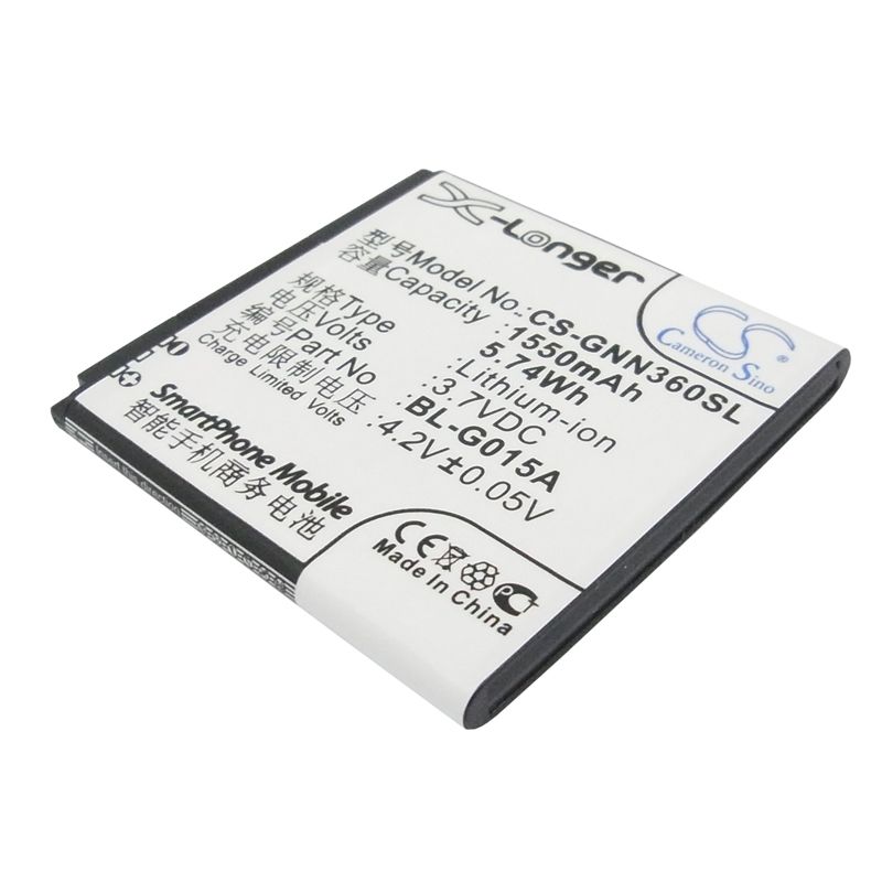 Li-ion Battery fits Gionee, gn108, gn205h, gn305 3.7V, 1550mAh Communications Cameron Sino Technology Limited (Suspended)