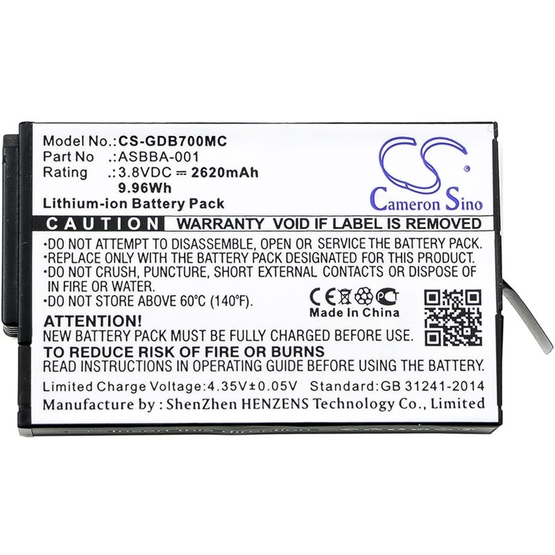 Li-ion Battery Fits Gopro, Fusion 3.8v, 2620mah Camera Cameron Sino Technology Limited