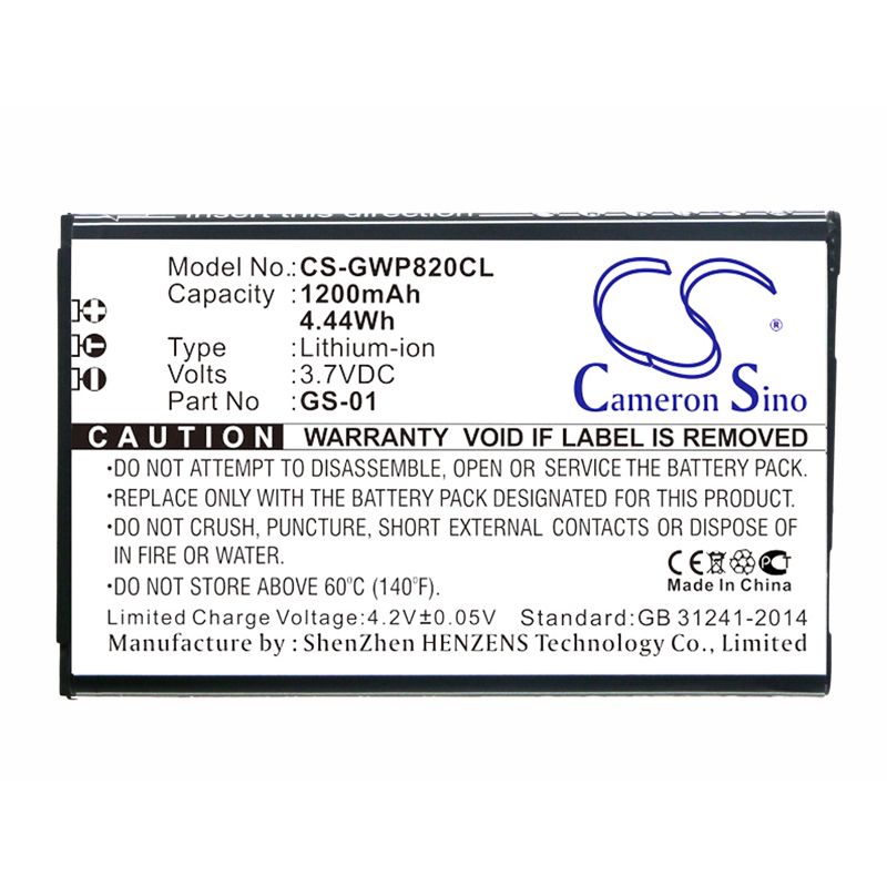 Li-ion Battery fits Grandstream, Dp730, Wp820 3.7V, 1200mAh Cordless Phone Cameron Sino Technology Limited