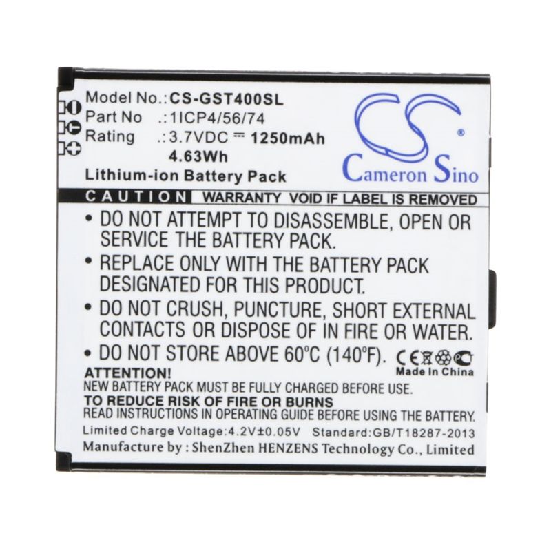 Li-ion Battery fits Gsmart, t4, t4 lite, t4 lite edition 3.7V, 1250mAh Mobile & SmartPhone Cameron Sino Technology Limited