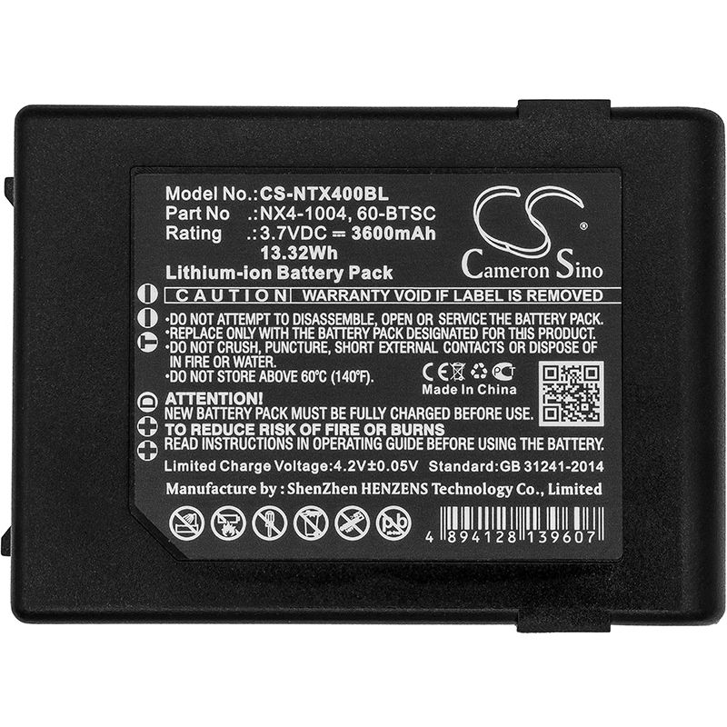 Li-ion Battery fits Handheld, Nautiz X4, Nautiz, X4 3.7V, 3600mAh Barcode Scanner Cameron Sino Technology Limited