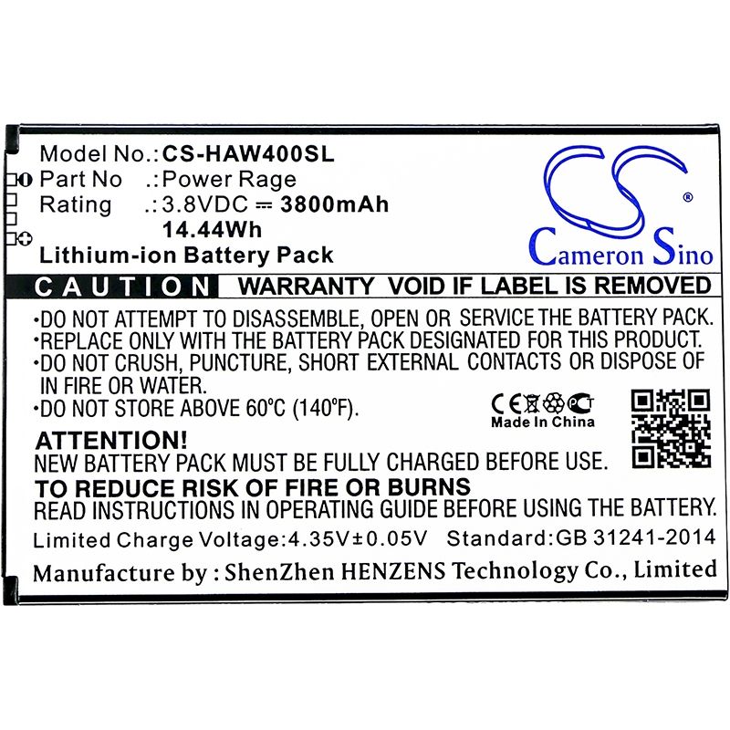 Li-ion Battery fits Highscreen, power rage 3.8V, 3800mAh Communications Cameron Sino Technology Limited (Suspended)