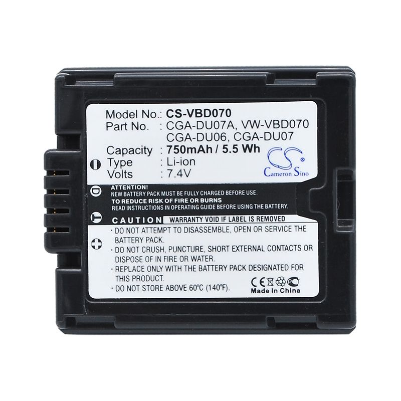 Li-ion Battery Fits Hitachi, Dz-bd70, Dz-bd70a, Dz-bd70e 7.4v, 750mah Camera Cameron Sino Technology Limited