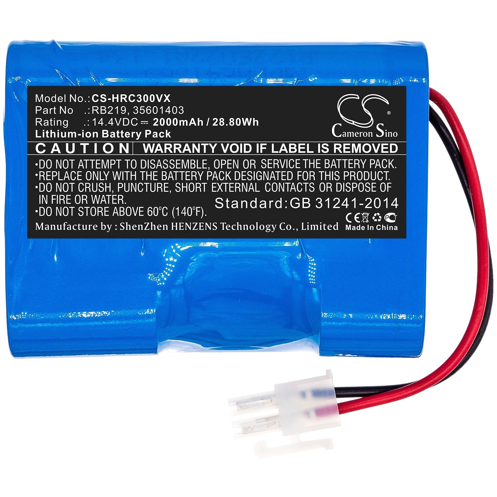 Li-ion Battery fits Hoover, 35601403, Rb219 14.4V, 2000mAh Vacuum Cameron Sino Technology Limited