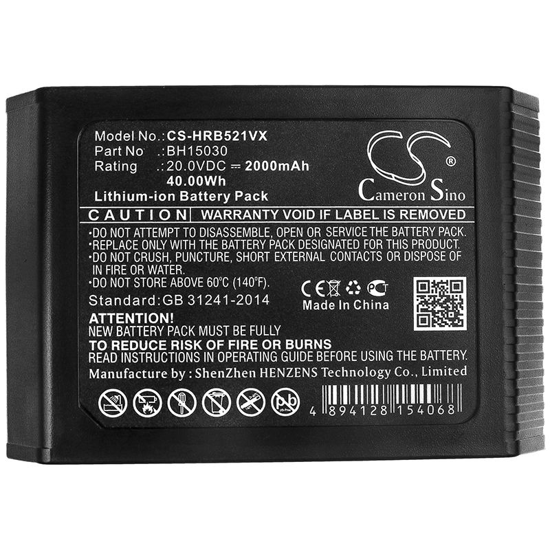 Li-ion Battery fits Hoover, Bh12001, Bh53310 20.0V, 2000mAh Vacuum Cameron Sino Technology Limited