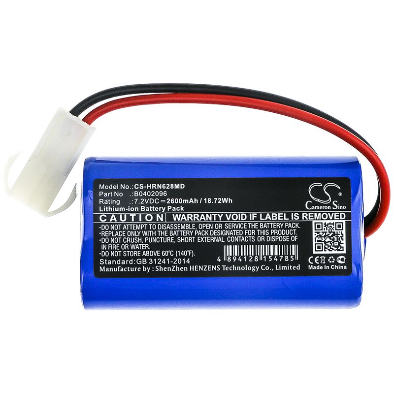 Li-ion Battery fits Horron, Oron628g, Oron-628g 7.2V, 2600mAh Medical Cameron Sino Technology Limited