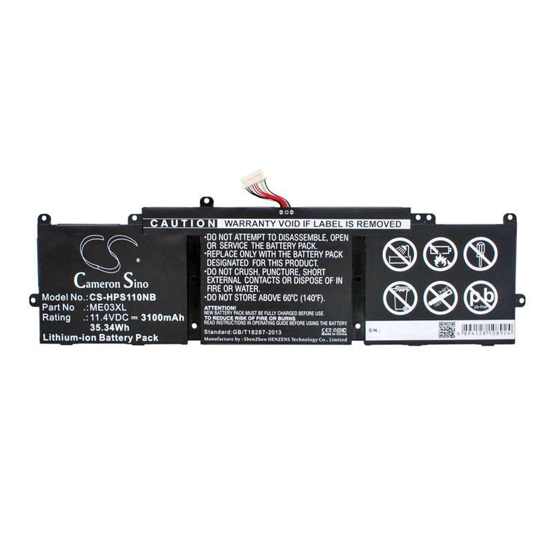 Li-ion Battery fits Hp, 11-d001tu, 11-d002tu, 11-d003tu 11.4V, 3100mAh Notebook & Laptop Cameron Sino Technology Limited