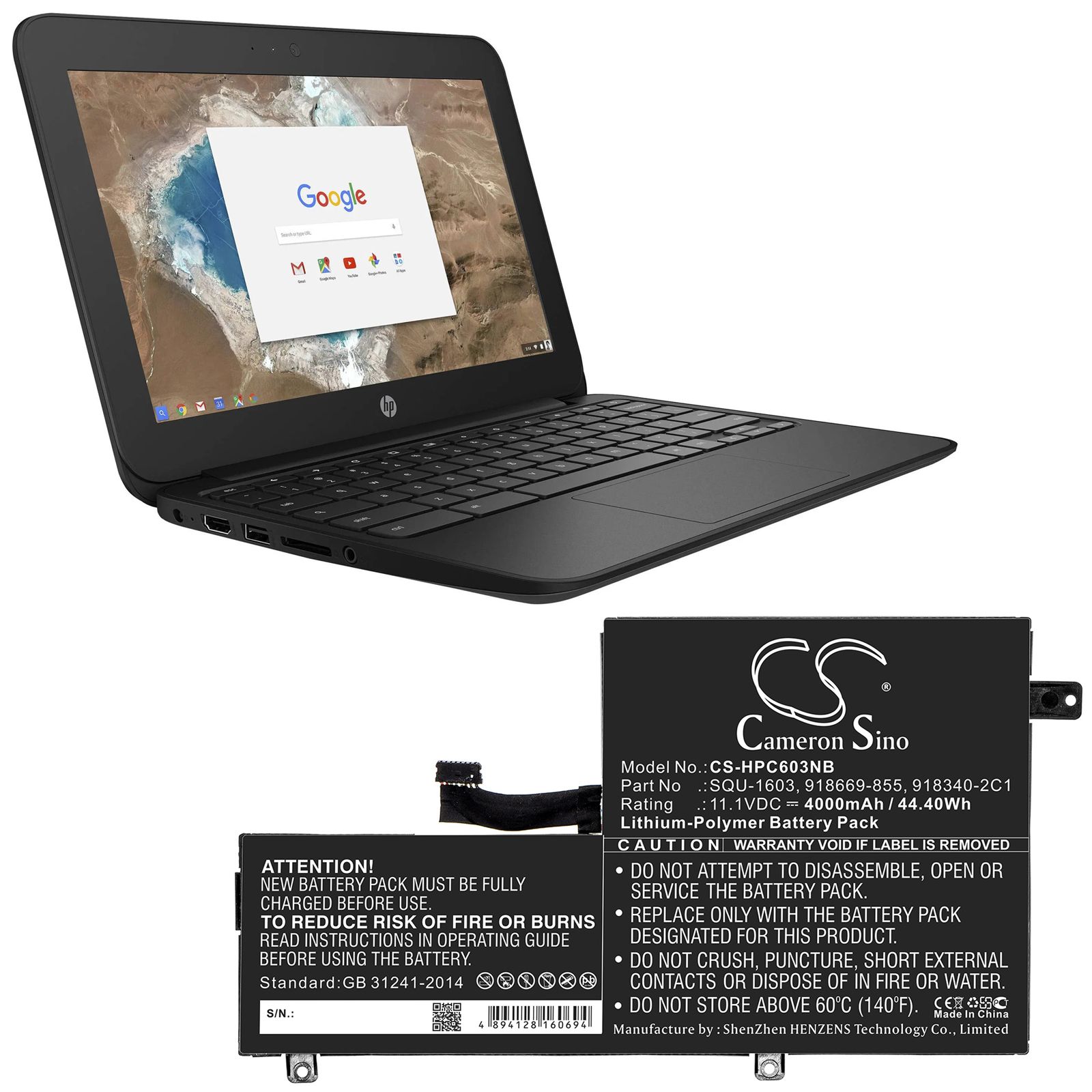 Li-ion Battery fits Hp, 918340-2c1, 918669-855, Hstnn-db7z, Squ-1603 11.1V, 4000mAh Notebook & Laptop Cameron Sino Technology Limited