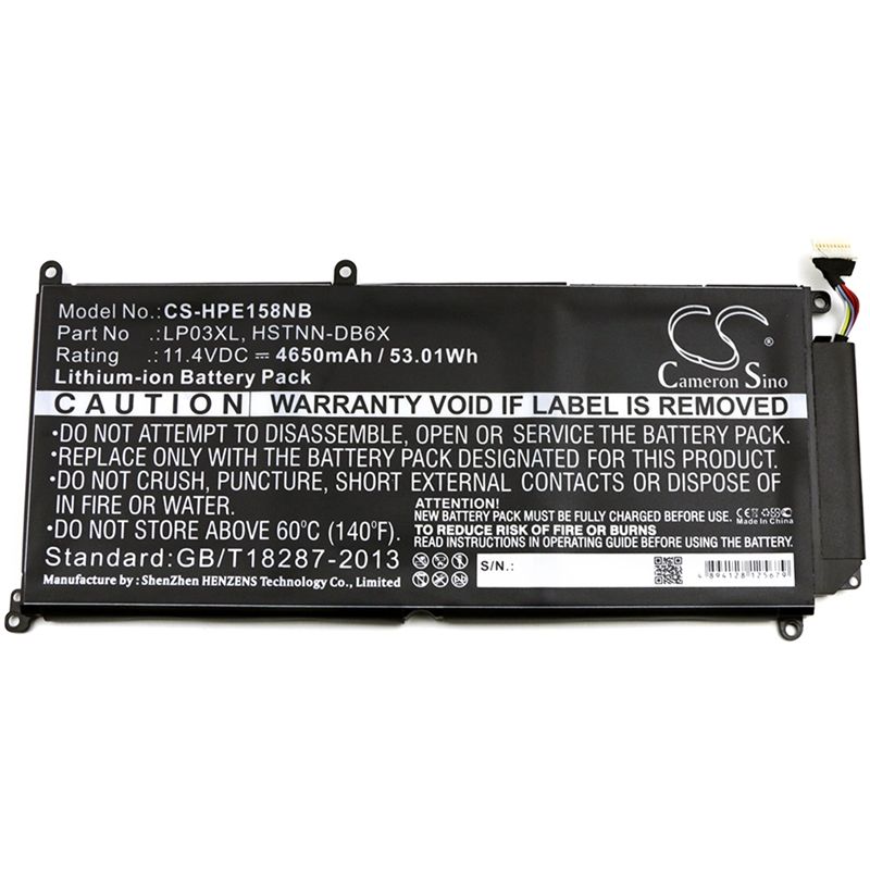 Li-ion Battery fits Hp, envy 15-ae015tx, envy 15-ae016tx, envy 15-ae017tx 11.4V, 4650mAh Notebook & Laptop Cameron Sino Technology Limited