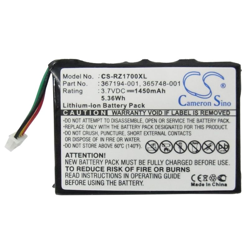 Li-ion Battery fits Hp, Ipaq Rz1700, Ipaq Rz1710, Ipaq Rz1715 3.7V, 1450mAh PDA & Pocket PC Cameron Sino Technology Limited