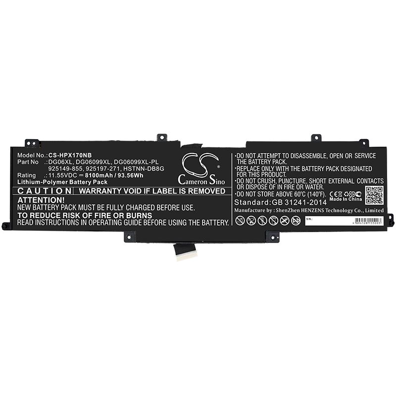 Li-ion Battery fits Hp, Omen X 17, Omen X 17 Ap010nr 11.55V, 5100mAh Notebook & Laptop Cameron Sino Technology Limited