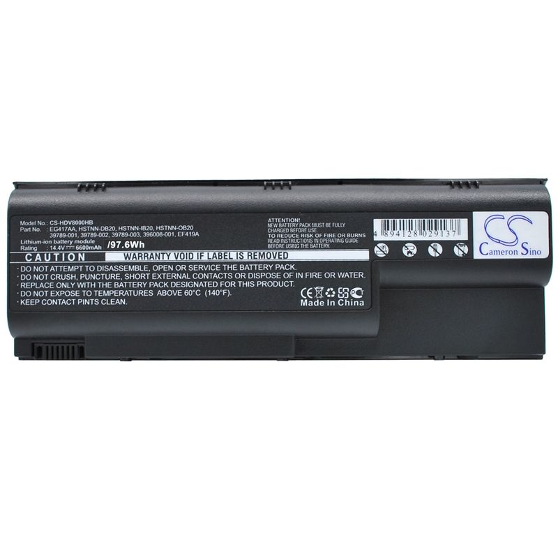 Li-ion Battery fits Hp, pavilion Dv8000, pavilion Dv8000t, pavilion Dv8000z 14.4V, 6600mAh Notebook & Laptop Cameron Sino Technology Limited
