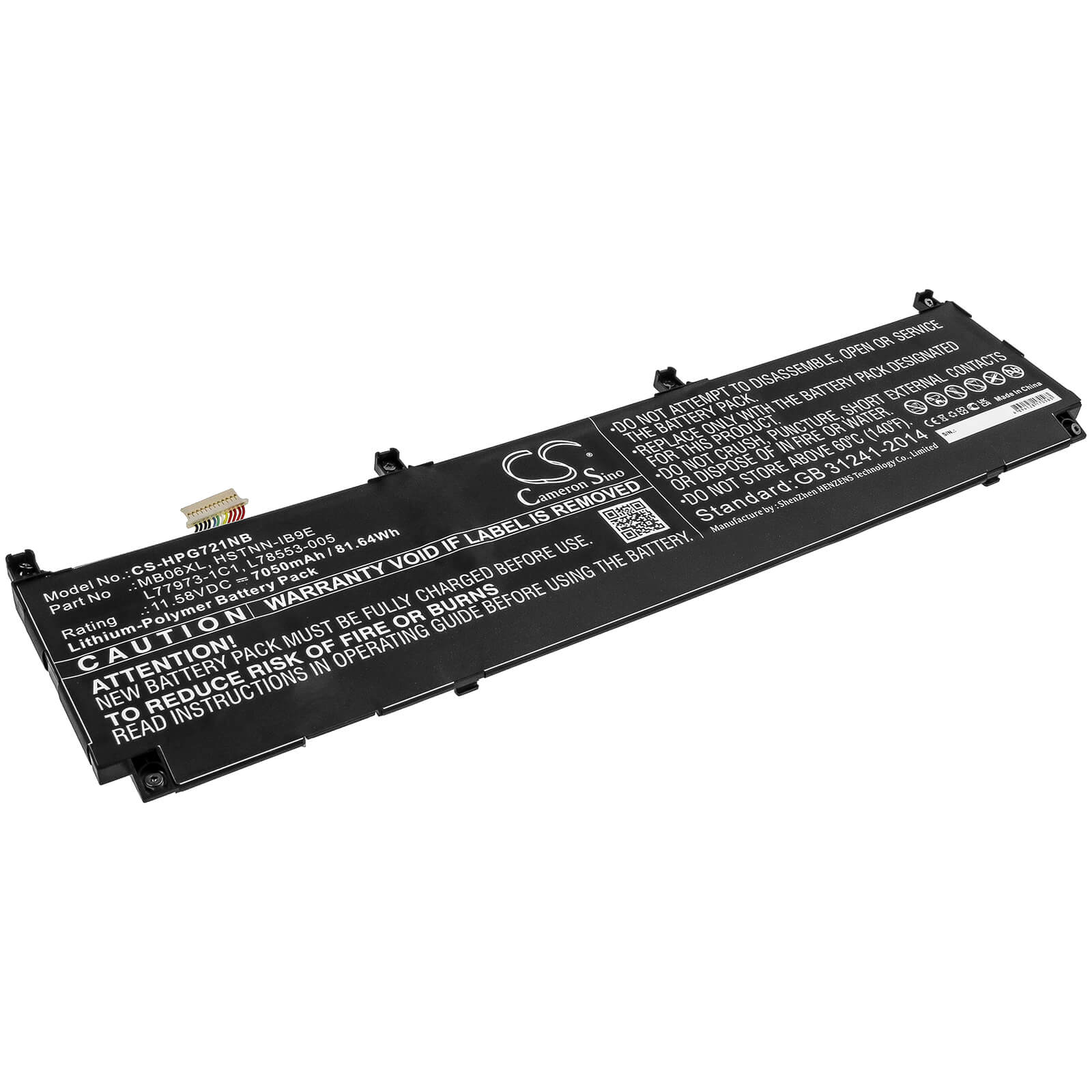 Li-ion Battery fits Hp, Zbook Create G7, Zbook Studio G7, Zbook Studio G7 1j3r6ea 11.58V, 7050mAh Notebook & Laptop Cameron Sino Technology Limited