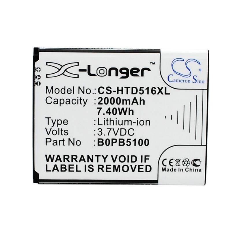 Li-ion Battery fits Htc, d316, d316d, d516 3.7V, 2000mAh Communications Cameron Sino Technology Limited (Suspended)