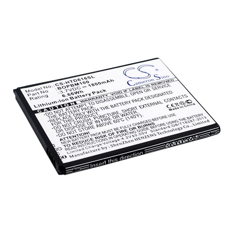 Li-ion Battery Fits Htc, D616d, D616h, D616w 3.7v, 1800mah Mobile & SmartPhone Cameron Sino Technology Limited