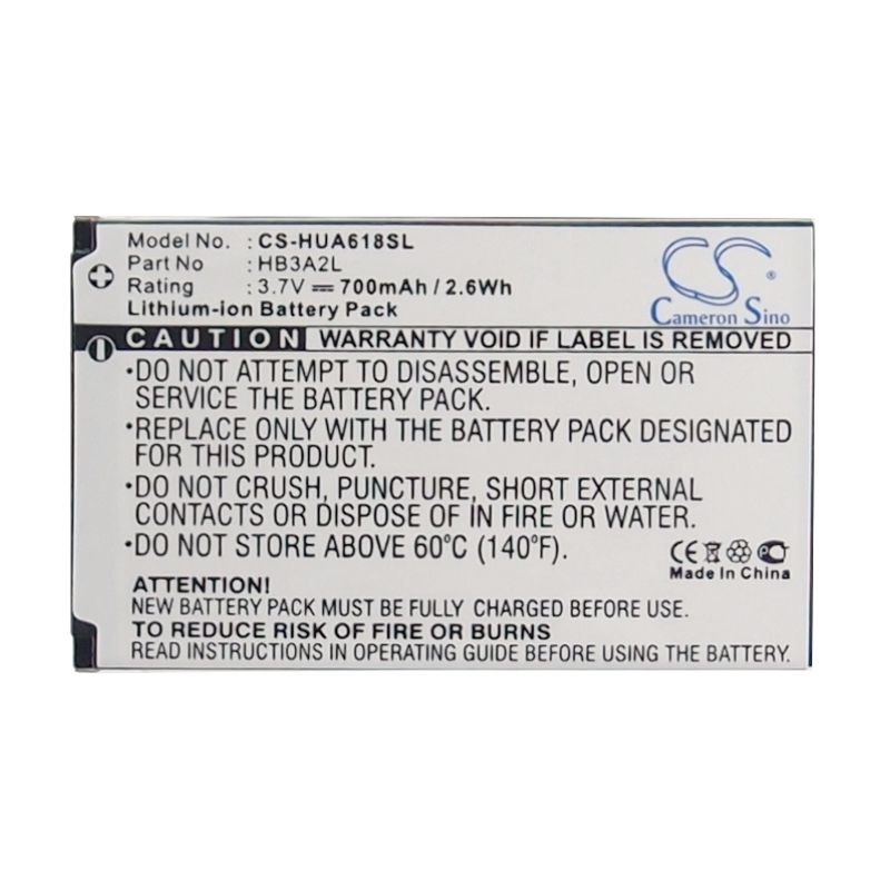 Li-ion Battery fits Huawei, a618, calidad, excelente calidad 3.7V, 700mAh Communications Cameron Sino Technology Limited (Suspended)