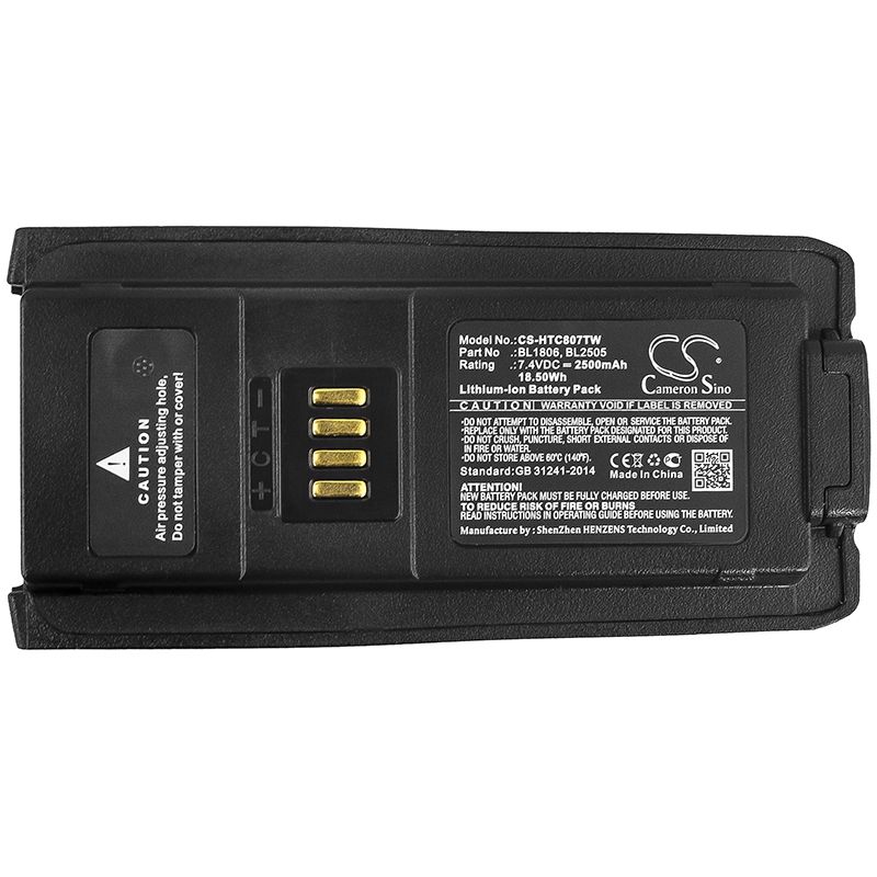 Li-ion Battery fits Hyt, Pt580, Pt580h, Hytera 7.4V, 2500mAh Two-Way Radio Cameron Sino Technology Limited