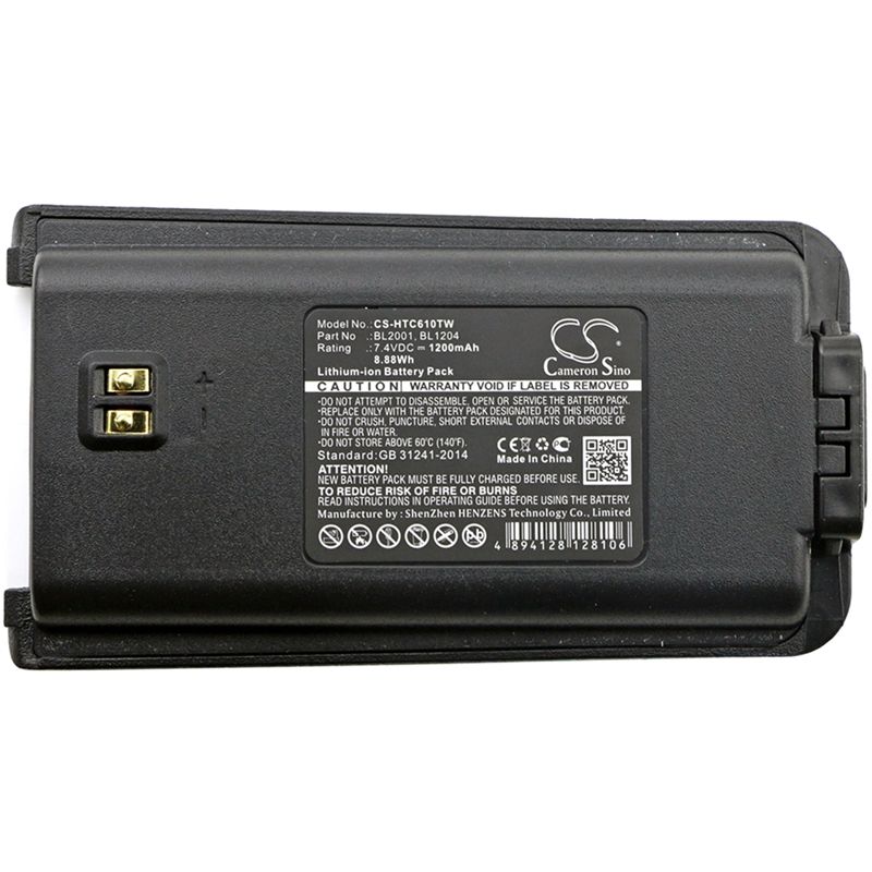Li-ion Battery fits Hyt, Tc-610, Tc-610p, Tc-610s 7.4V, 1200mAh Two-Way Radio Cameron Sino Technology Limited
